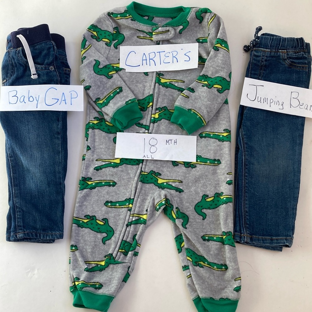 baby gap/ carters/ jumping bean 18 mth jeans/ sleeper